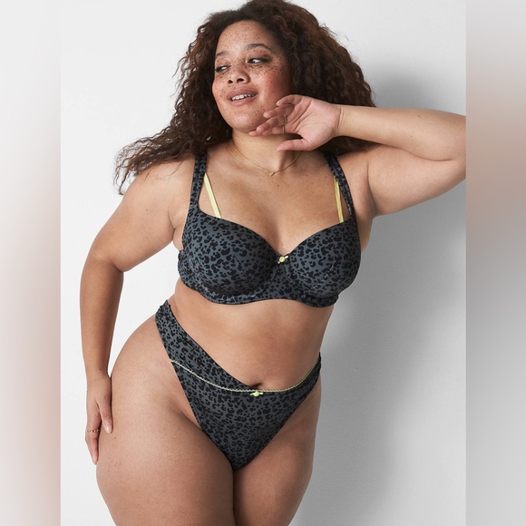 Cacique Boost Balconette Gray Leopard Print Bra Size 42 H GUC - Picture 1 of 13
